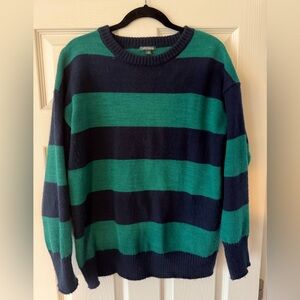 Wild Fable Rugby Polo Green and Navy Striped Crewneck Sweater